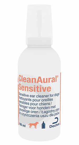 CleanAural Sensitive 100 ml - Płyn o łagodnym składzie do rutynowej pielęgnacji wrażliwych uszu dla psów.